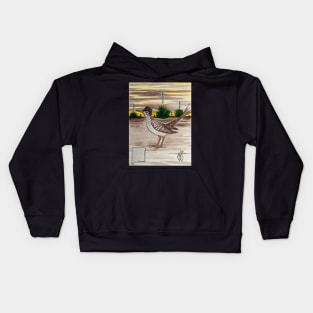 New Mexico state bird and flower, the roadunner and yucca flower Kids Hoodie